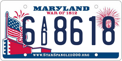 MD license plate 6AD8618