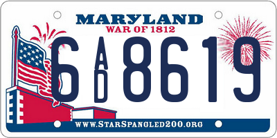 MD license plate 6AD8619