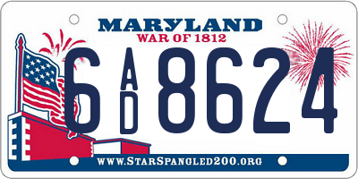 MD license plate 6AD8624