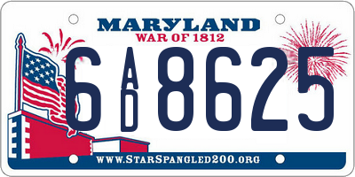 MD license plate 6AD8625
