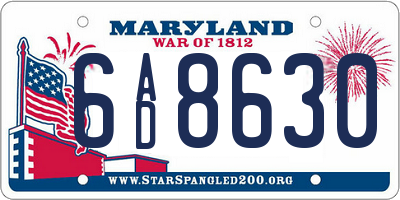 MD license plate 6AD8630