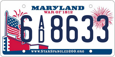 MD license plate 6AD8633