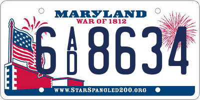 MD license plate 6AD8634
