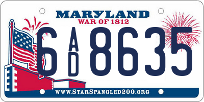 MD license plate 6AD8635