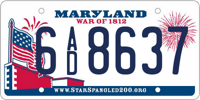 MD license plate 6AD8637