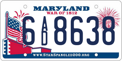 MD license plate 6AD8638