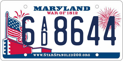 MD license plate 6AD8644