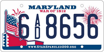 MD license plate 6AD8656