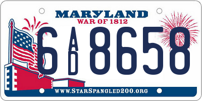 MD license plate 6AD8658