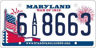MD license plate 6AD8663
