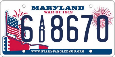 MD license plate 6AD8670