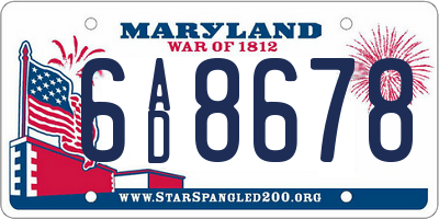 MD license plate 6AD8678