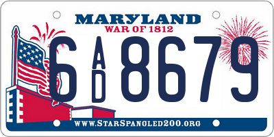 MD license plate 6AD8679