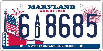 MD license plate 6AD8685