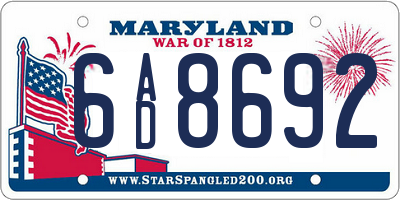 MD license plate 6AD8692