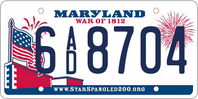 MD license plate 6AD8704