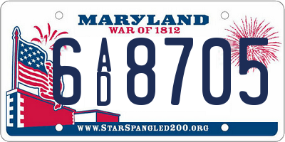 MD license plate 6AD8705