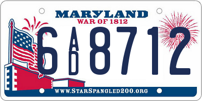 MD license plate 6AD8712