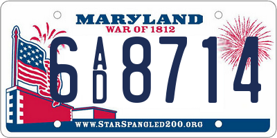 MD license plate 6AD8714