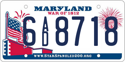 MD license plate 6AD8718