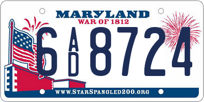 MD license plate 6AD8724