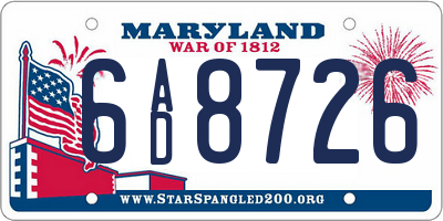MD license plate 6AD8726