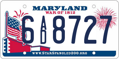 MD license plate 6AD8727