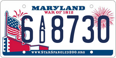 MD license plate 6AD8730