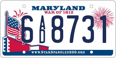 MD license plate 6AD8731