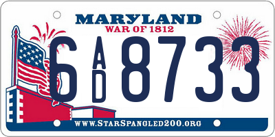 MD license plate 6AD8733