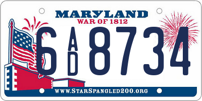 MD license plate 6AD8734