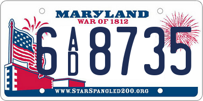 MD license plate 6AD8735