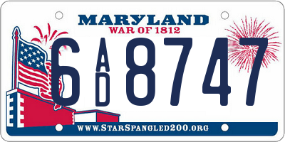 MD license plate 6AD8747