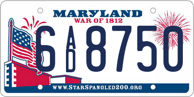 MD license plate 6AD8750
