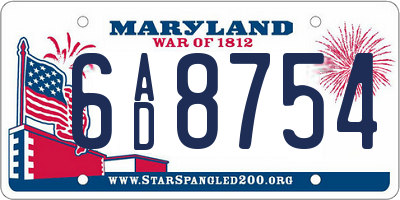 MD license plate 6AD8754