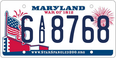 MD license plate 6AD8768