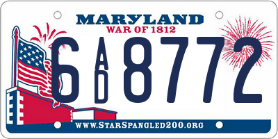MD license plate 6AD8772