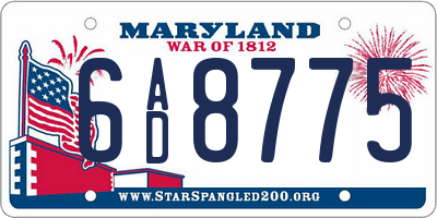 MD license plate 6AD8775