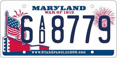MD license plate 6AD8779