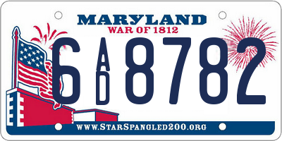 MD license plate 6AD8782