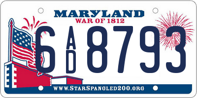 MD license plate 6AD8793