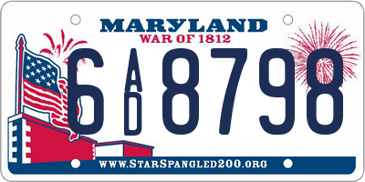 MD license plate 6AD8798
