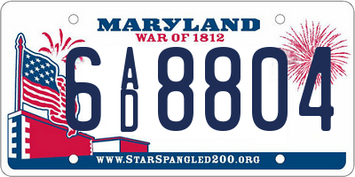 MD license plate 6AD8804