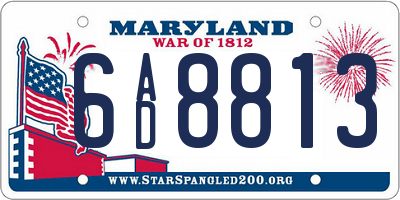 MD license plate 6AD8813