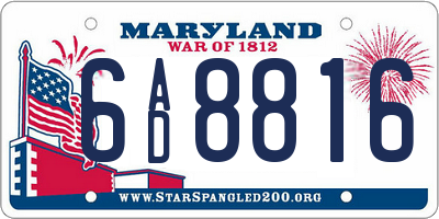 MD license plate 6AD8816