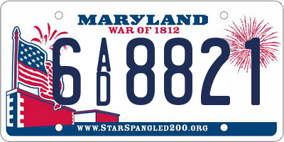 MD license plate 6AD8821