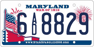 MD license plate 6AD8829