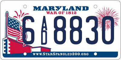 MD license plate 6AD8830