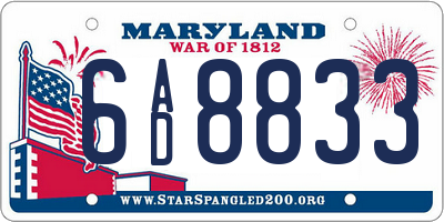 MD license plate 6AD8833