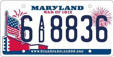 MD license plate 6AD8836